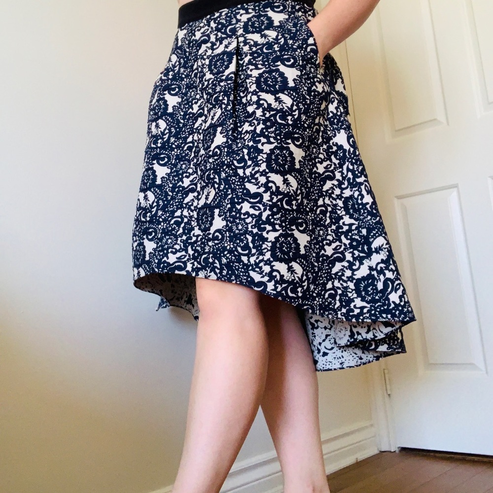ANTHROPOLOGIE by SB (Sachin + Babi) floral brocade midi high-low skirt